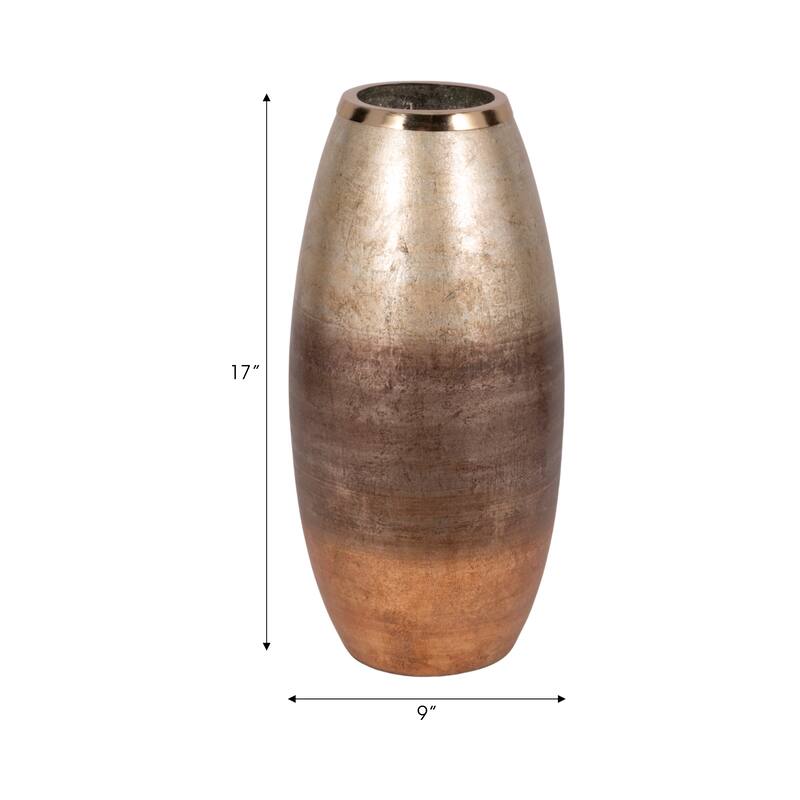 Sagebrook Home Curved Glass Vase, Glass/Metallic, Multi Finish, 17,24,31 Inch