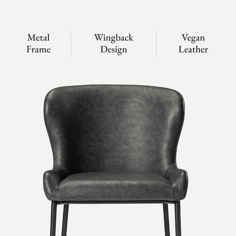 Maven Lane Naomi Metal and Vegan Leather Kitchen Dining Stool
