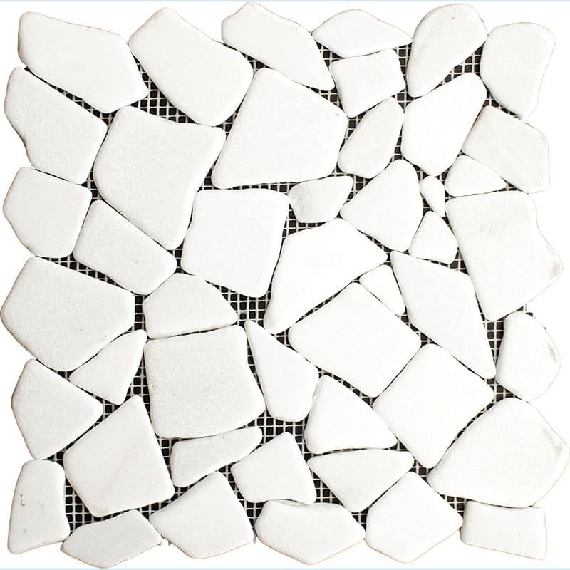 Snowfall Marble Puzzle Tumbled Mosaic Tile - 5 Sheets (5.00 sf) - White