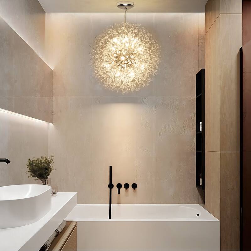 8/9/16-Light Modern Glam Linear Sputnik Globe Pendant Island Light Firework Starburst Crystal Chandelier with Crystal Beads