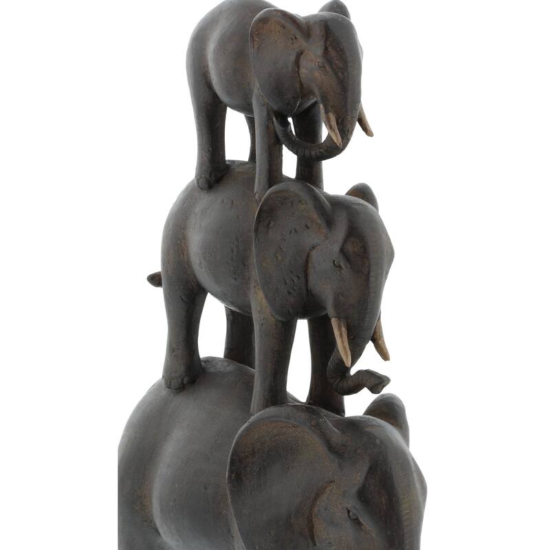 Polystone Elephant Decorative Sculpture - Brown - Roche River Decor