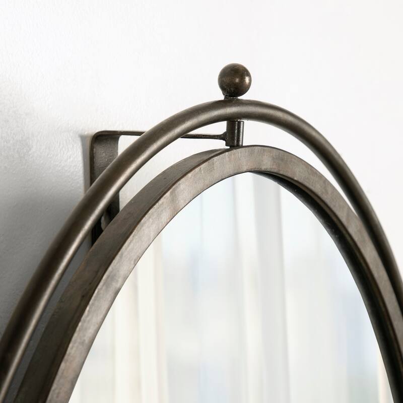 Kate and Laurel Baron Rustic Pivot Mirror, 21" Diameter, Raw Iron