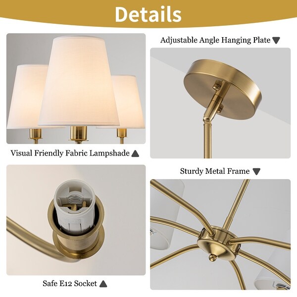Starsky 6-Light Modern Classic Chandelier with White Linen Shades