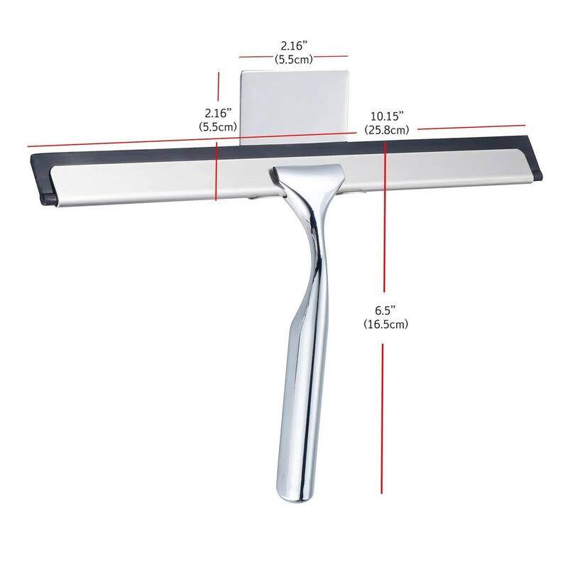 Silver Stainless Steel Window Bathroom Cleaning Squeegee - 10"