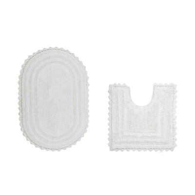 Better Trends Oval Bath Rugs Set 100% Cotton Soft & Water Absorbent Tufted Bathroom Rug for Shower, Sink Bath Mats Lilly Crochet