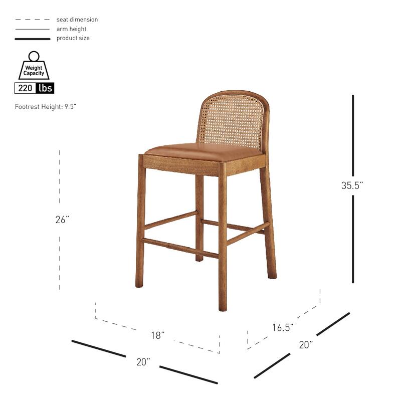 NPD Furniture Donna Faux Leather Rattan Counter Stool (Set of 2)