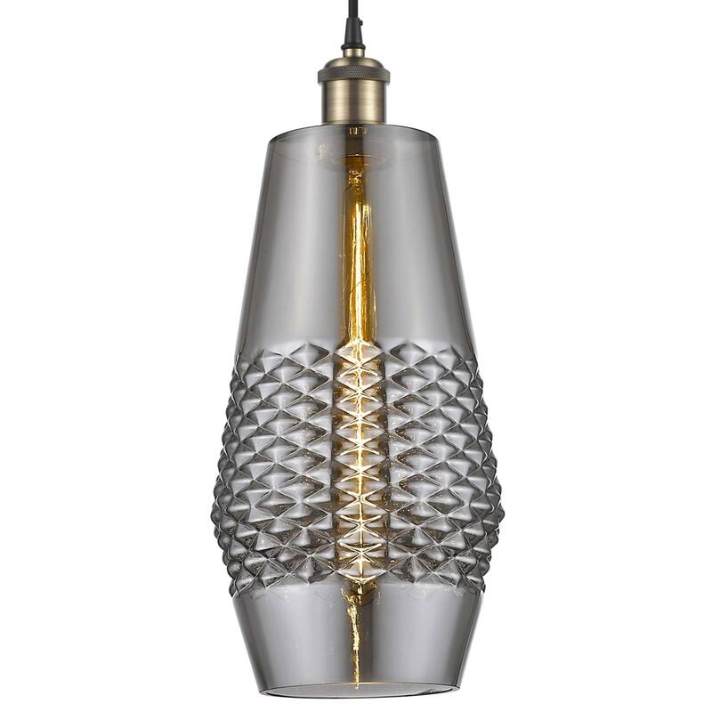 Innovations Lighting 516-1P-17-7 Windham Pendant Windham 7" Wide Mini - Black Antique Brass / Smoked
