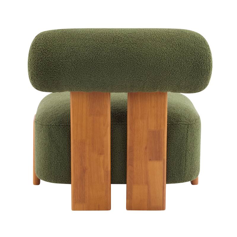 Christopher Knight Home - Mid-Century Fabric Accent Chair with Curved Backrest and Solid Rubberwood Frame