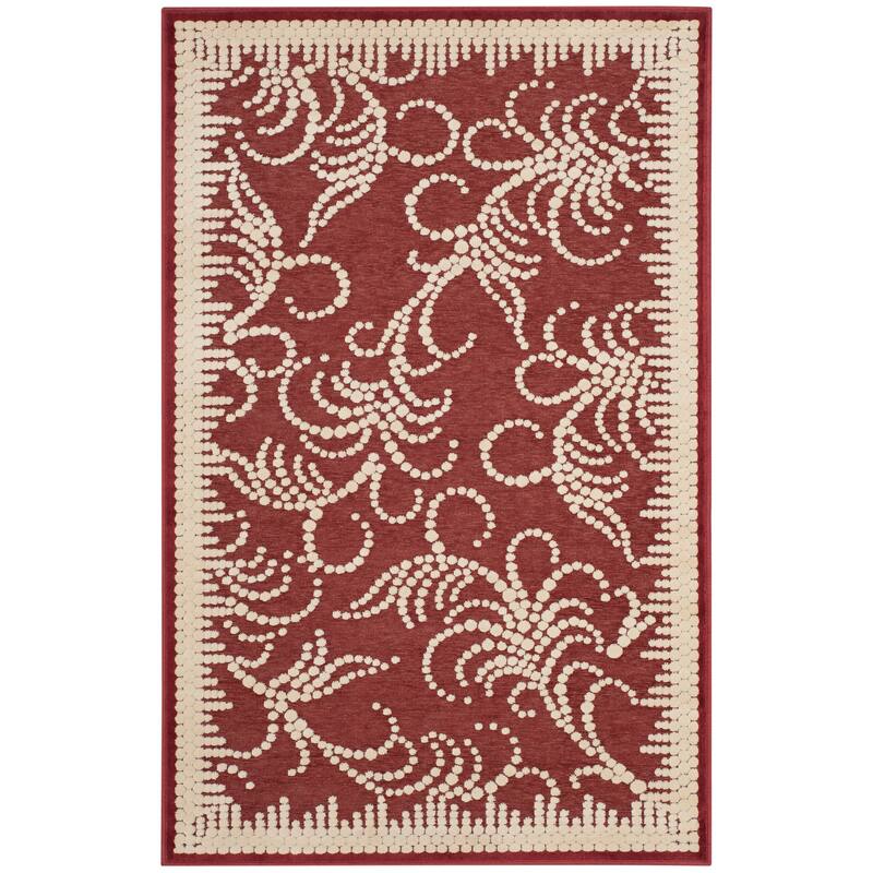 Martha Stewart by SAFAVIEH Handmade Fountain Swirl Viscose Rug - 2'7" x 4' - Red/Ivory