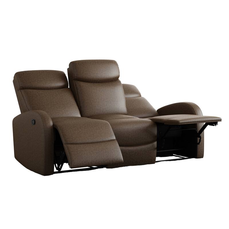 Strick & Bolton 3 Seat Distressed Faux Leather Reclining Loveseat - Distressed Brown