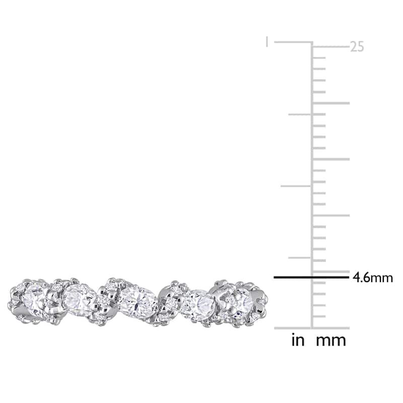 Miadora 1ct DEW Oval Moissanite Swirl Semi-Eternity Wedding Band Ring in Sterling Silver