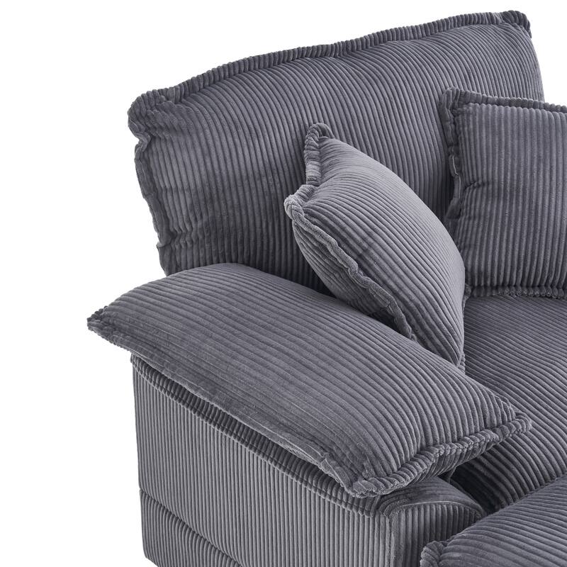 Corduroy Single Sofa With 2 Pillows