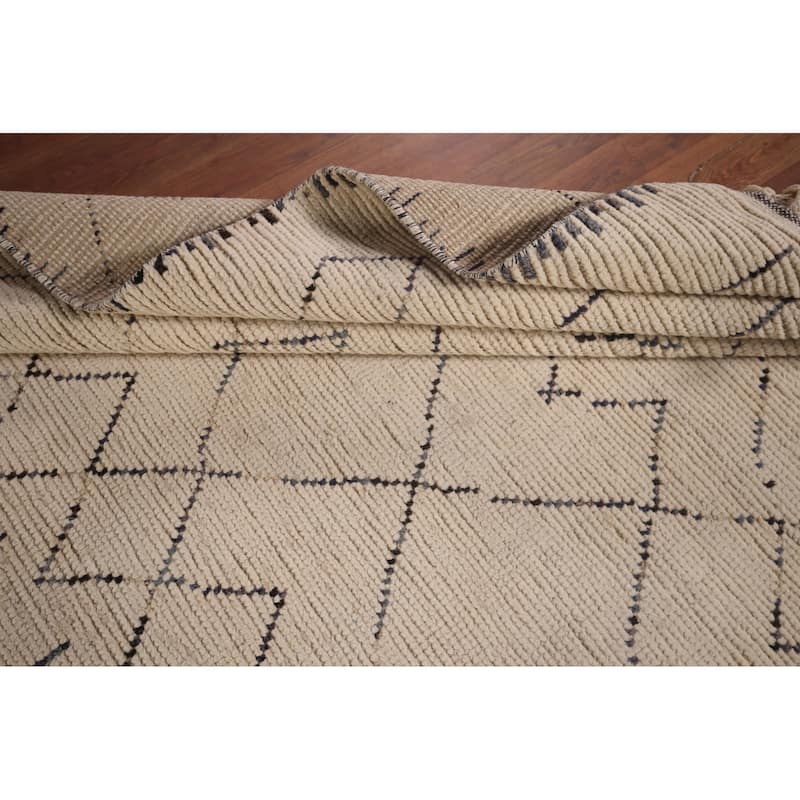 Earth Tone Moroccan Area Rug Hand-Knotted Wool Carpet - 6'0"x 9'7"