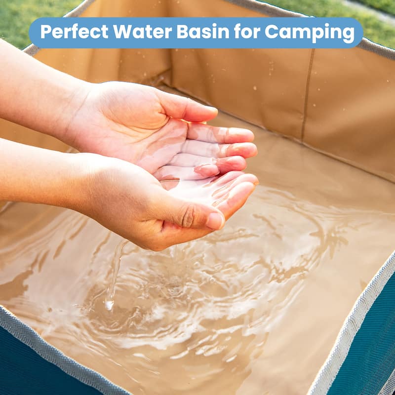 Costway 2 PCS Folding Camping Tables w/ Large Capacity Storage Sink - See Details