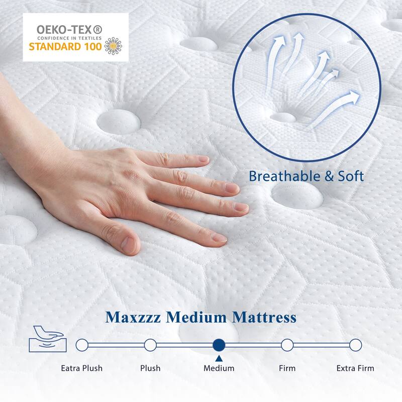 King Size Mattress,12 Inch King Mattresses in A Box Pressure Relief & Supportive,Cooling Memory Foam & Individually Pocket Coils