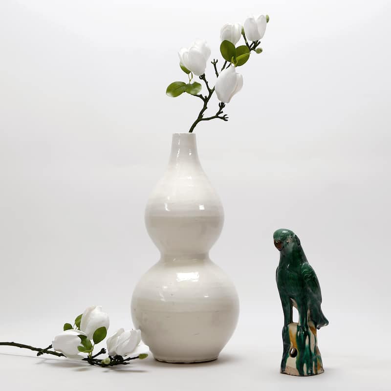 Artissance 17.7 in. H Gourd White Ceramic Bottle