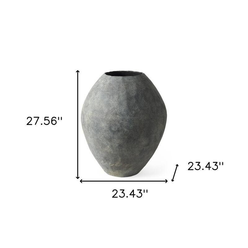 HomeRoots 23" Gray Oval Distressed Ceramic Floor Vase