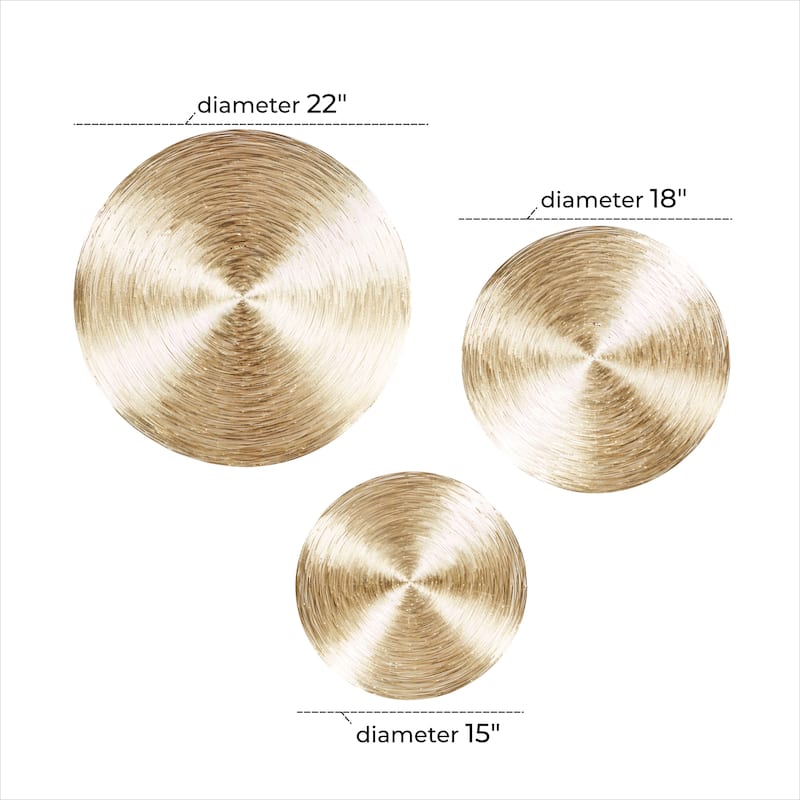 Metal Plate Radial Wall Decor - Set of 3 Brown - Roche River Decor