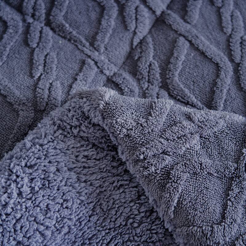 3 Pieces Sherpa Fleece Comforter Set Fluffy Comforter Bedding Set with 2 Pillowcases