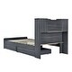 preview thumbnail 7 of 31, Twin Size Storage Platform Bed Frame with 4-Shelves & 2-Drawers, Grey Finish Kids Bed Frame with LED Light and Silent Slats
