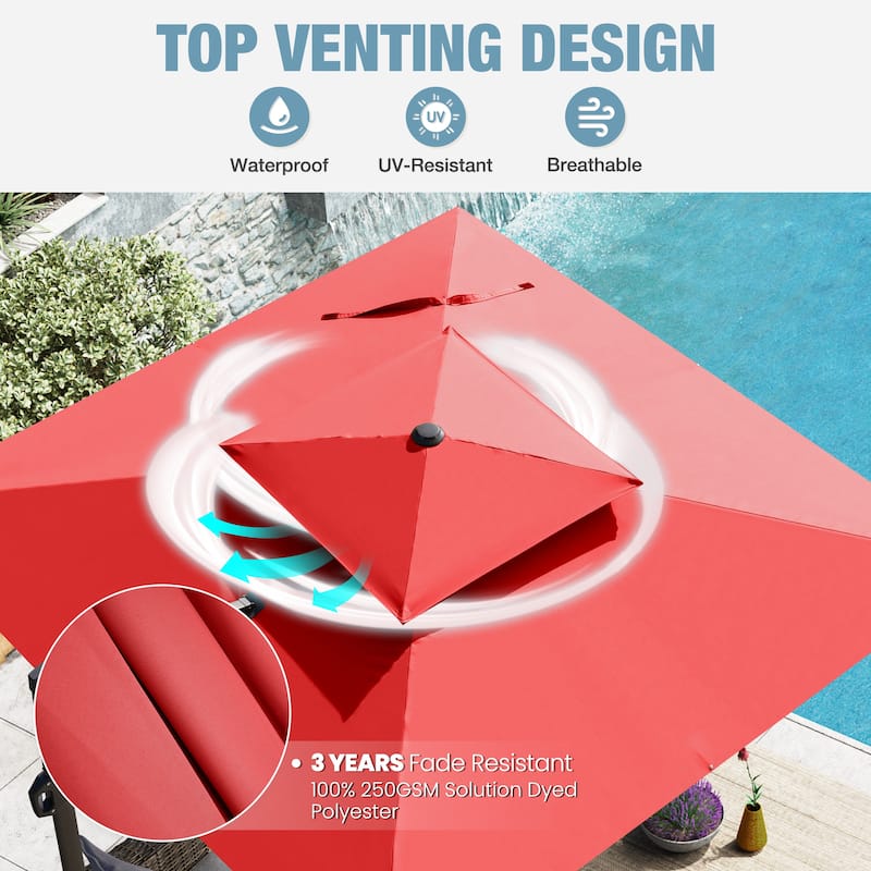 VredHom Patio Outdoor 9 x 11 FT Cantilever-Offset Umbrella with Premium Weight Base