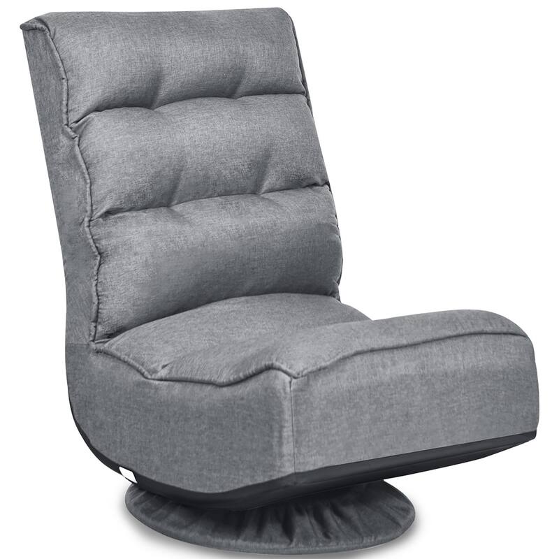Costway Gaming Chair Fabric 6-Position Folding Lazy Sofa 360 Degree - Grey