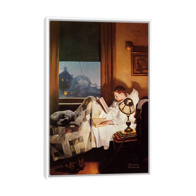 iCanvas "And Every Lad May Be Aladdin" by Norman Rockwell Framed Canvas Print - White - 26x18