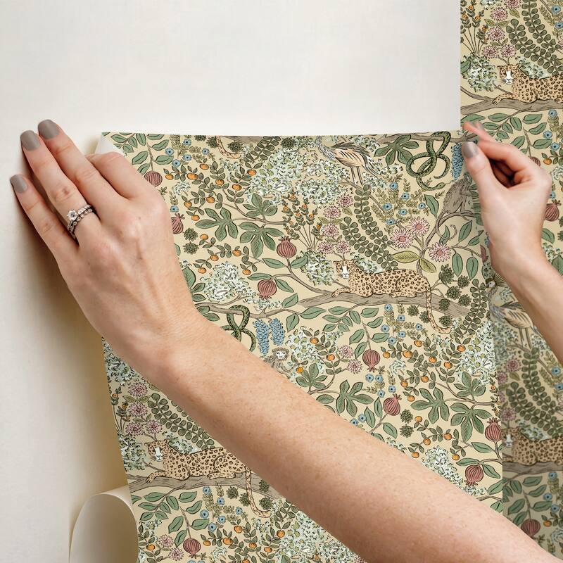 Rifle Paper Co. Safari Beige Jungle Toile Premium Peel + Stick Wallpaper
