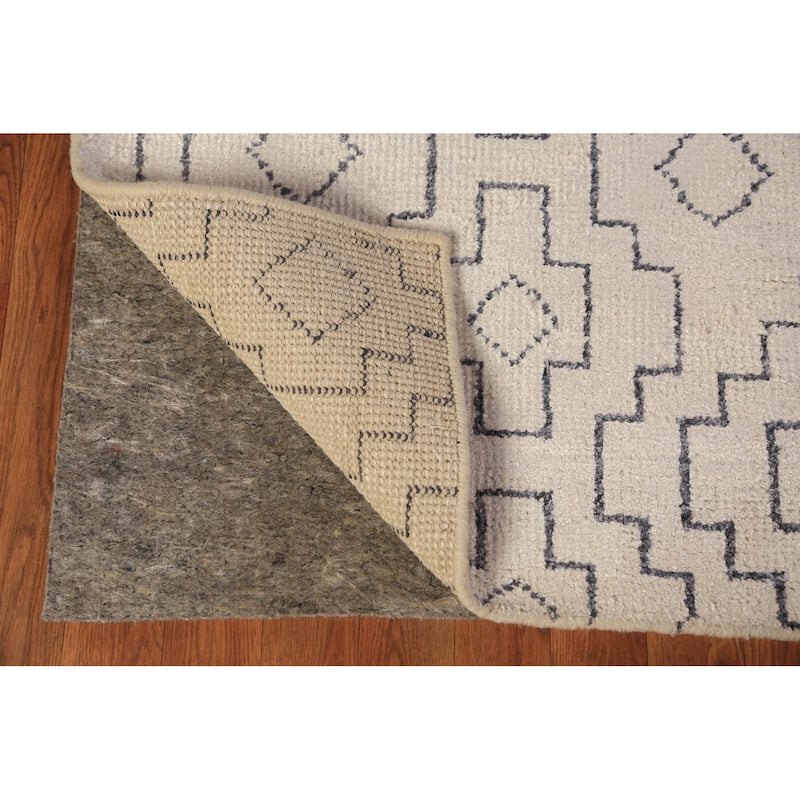 All-Over Geometric Moroccan Modern Area Rug Hand-Knotted Wool Carpet - 4'10" x 7'10"
