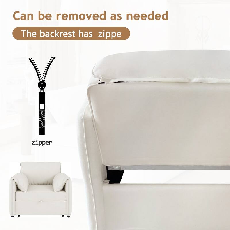 Convertible Pull Out Sofa Bed, 3-in-1 Sleeper Chair Adjustable Backrest with Thicked Cushions, Multi-Functional Armchair