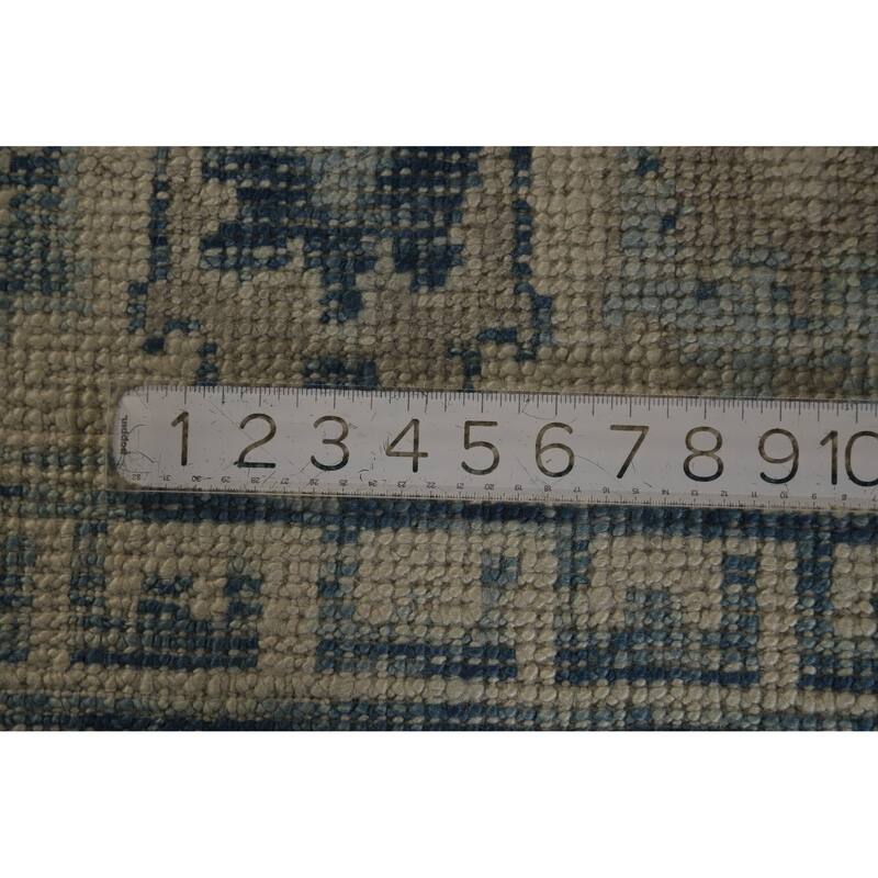 Hand Knotted Oriental 100% Wool Carpet Transitional All-Over Navy Blue & Blues Oushak Area Rug - 12' 7'' X 9' 5''