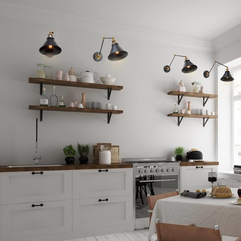 Modern Farmhouse 1-Light Black Swing Arm Wall Sconces Lights Lamp for Bedroom