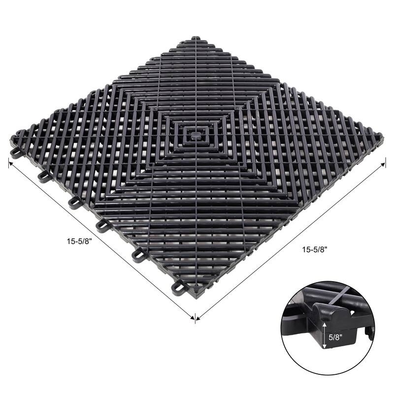 Anmytek Heavy Duty Interlocking Garage Floor Tiles Modular Plastic Snap Together Non Slip Drainage Mats