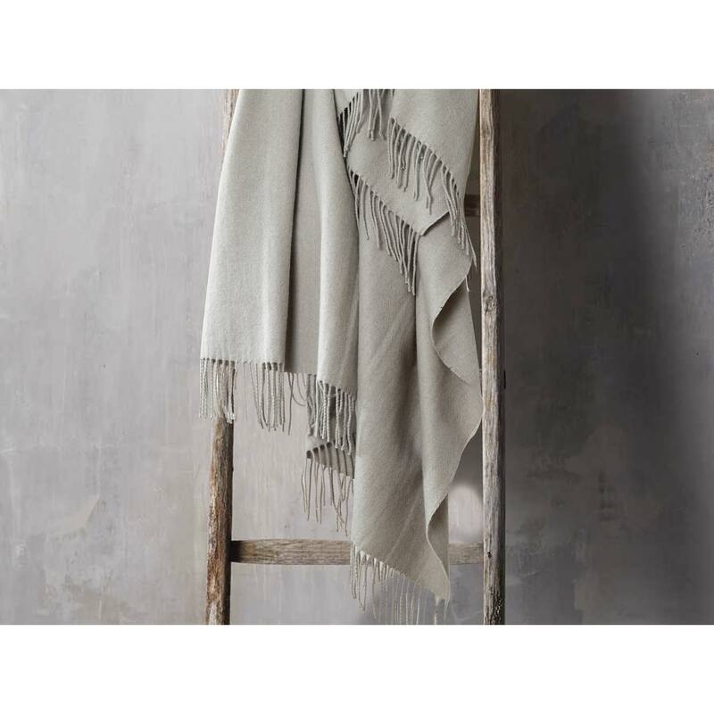 100% Merino Wool Collection Solid Color Throw - Gray