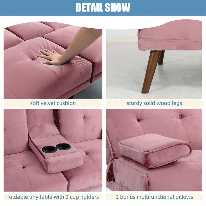 Futzca 60" Small Loveseat, 3 in 1 Cute Convertible Sofa Bed
