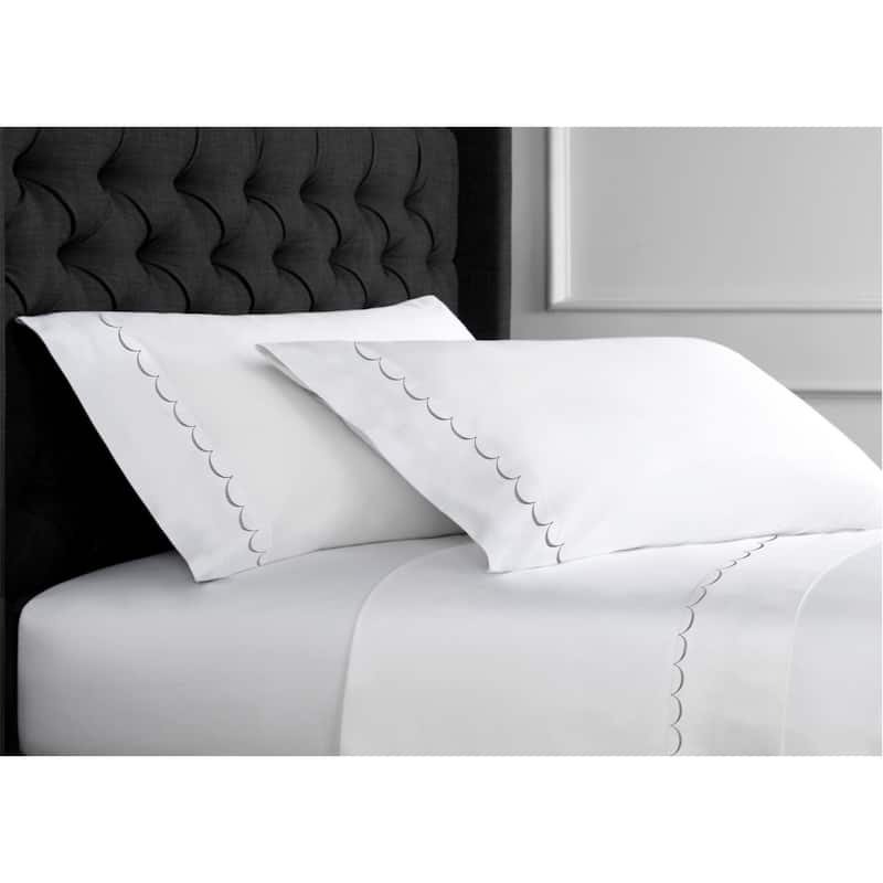 Home Sweet Home Collection 600TC Cotton Scallop Embroidery Sheet Set & Pillowcases