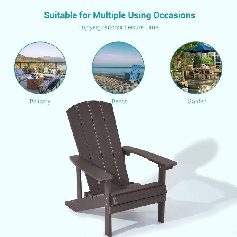 Bonosuki Patio Faux Wood Adirondack Chair Weather Resistant-Set of 2