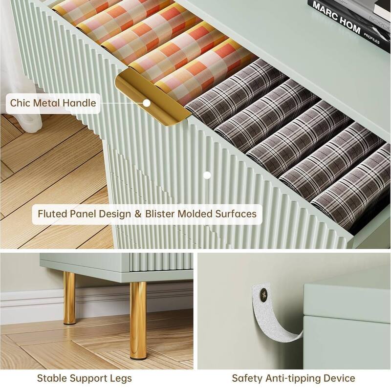 Modern Design 6 Drawer Dresser, Storage Cabinet for Bedroom, Living Room, Closet, Hallway