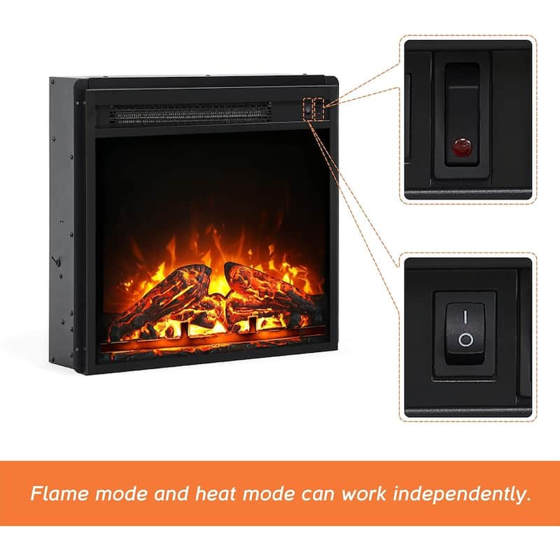 WAMPAT 36 inch 3 Sided Glass Electric Fireplace Insert，Black