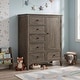 preview thumbnail 1 of 4, Furniture of America Lanister Transitional Warm Grey 6-Drawer Solid Wood Armoire Wire-Brushed Warm Grey