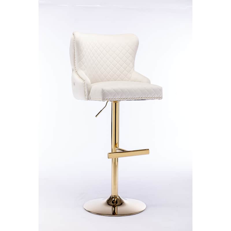 Ostweer Furniture Velvet Adjustable Bar Chair Sto - Beige