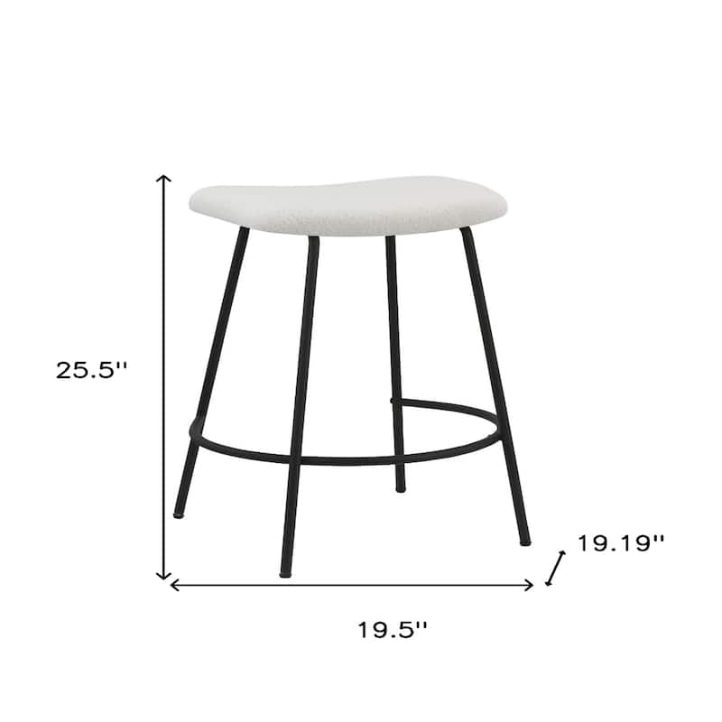 Fabric Backless Counter Height Bar Stools with Black Metal Frame Set of 2 - 19.19” x 19.5” x 25.5” (D x W x H)