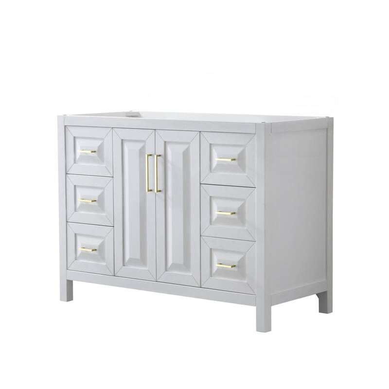 Wyndham Collection Daria 47" Single Free Standing Vanity Cabinet Only - White / Brushed Gold Hardware