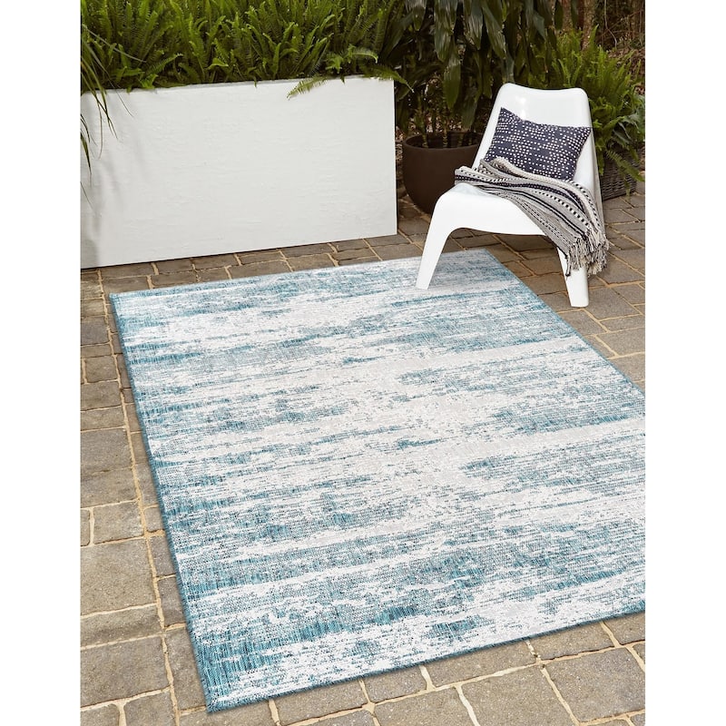 Outdoor Ucul Collection Area Rug - Teal - 5'3"x7'10"