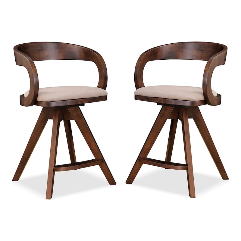 Furniture of America Abigail IX Mid-century Modern Handcrafted Rubberwood Counter Height Dining Chairs (Set of 2)