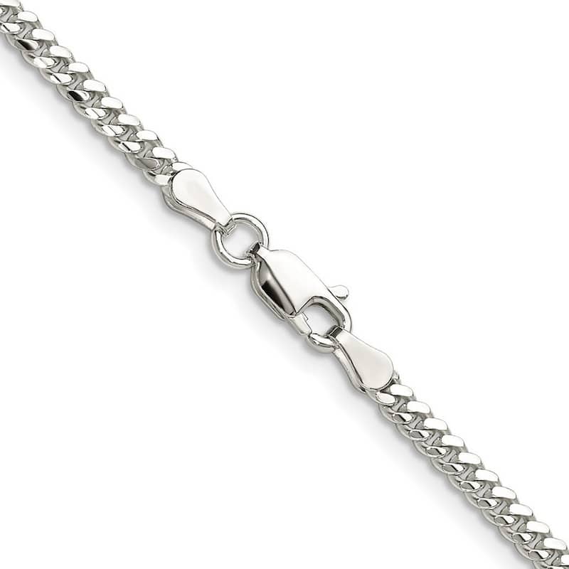 Curata 925 Sterling Silver Polished 2.9mm Domed Curb Chain Necklace Options: 16 18 20 22 24