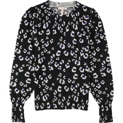 Rebecca Taylor Womens Cheetah Pullover Sweater,, Black, X-Small