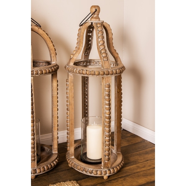 Beaded wood candle plate outlet