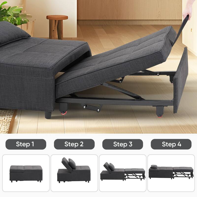 Ainfox Adjustable Sofa Chair Sleeper Sofa Bed Ottoman Couch with Metal Frame
