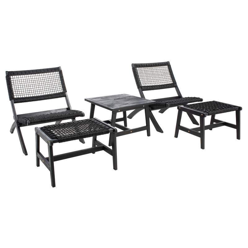 SAFAVIEH Lissy Acacia/ Rope Outdoor Chair & Table Set - 24W x 28D x 31H